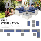 4-Pieces Gray Wicker Outdoor Sectional Set with Cushions and Storage Box