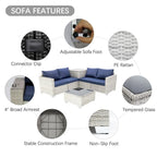 4-Pieces Gray Wicker Outdoor Sectional Set with Cushions and Storage Box