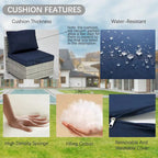 4-Pieces Gray Wicker Outdoor Sectional Set with Cushions and Storage Box