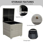 4-Pieces Gray Wicker Outdoor Sectional Set with Cushions and Storage Box