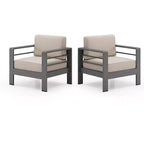 Christopher Knight Home Mysti Sedia da club moderna da esterno in alluminio con cuscini (set da 2), Grigio/Beige