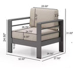 Christopher Knight Home Mysti Sedia da club moderna da esterno in alluminio con cuscini (set da 2), Grigio/Beige