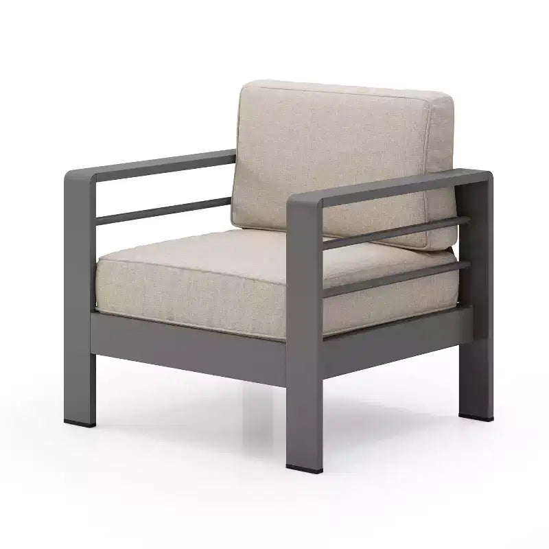 Christopher Knight Home Mysti Sedia da club moderna da esterno in alluminio con cuscini (set da 2), Grigio/Beige