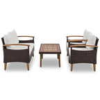 Set Conversazione da Esterno 4 Pezzi per Patio, Divano Doppio con 2 Poltrone Singole e Tavolino da Caffè