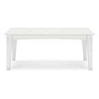 Fini 44 Inch Outdoor Coffee Table, Slatted Top, Modern Style, White Finish