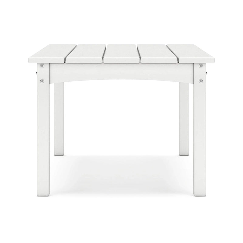 Fini 44 Inch Outdoor Coffee Table, Slatted Top, Modern Style, White Finish