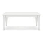 Fini 44 Inch Outdoor Coffee Table, Slatted Top, Modern Style, White Finish