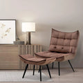 Mcombo Accent Chair with Ottoman, Velvet Tufted Wingback Chair, Upholstered Chairs with Metal Legs for Bedroom Living Room 4079