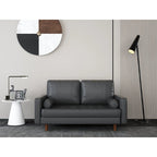 59 Mid-Century Square Arm Leather Loveseat
