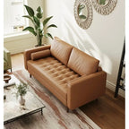 59 Mid-Century Square Arm Leather Loveseat