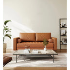 59 Mid-Century Square Arm Leather Loveseat