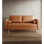 59 Mid-Century Square Arm Leather Loveseat