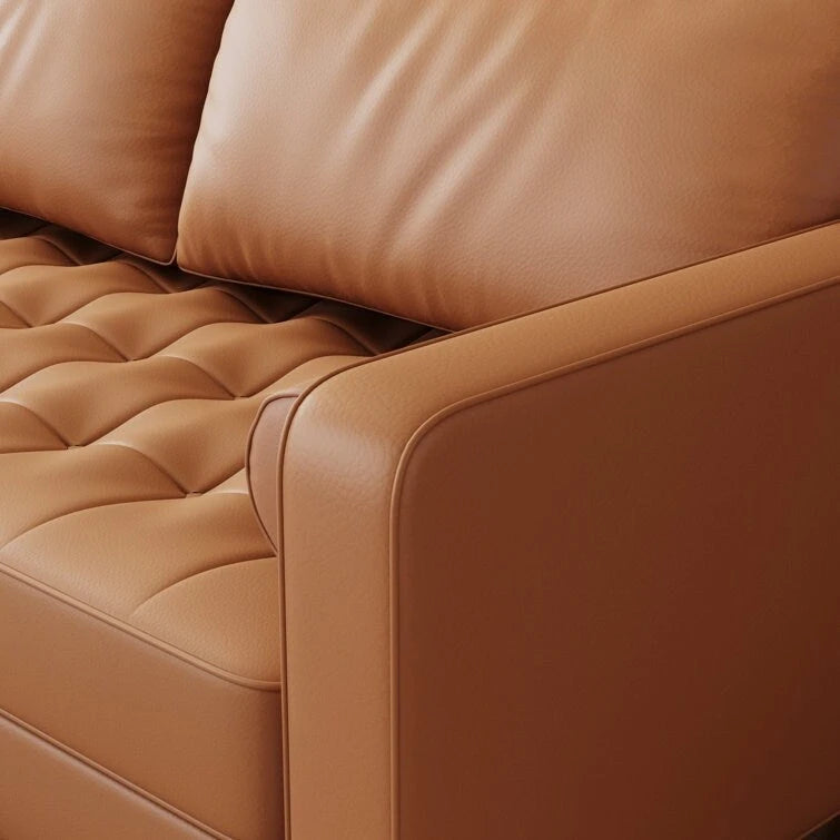 59 Mid-Century Square Arm Leather Loveseat