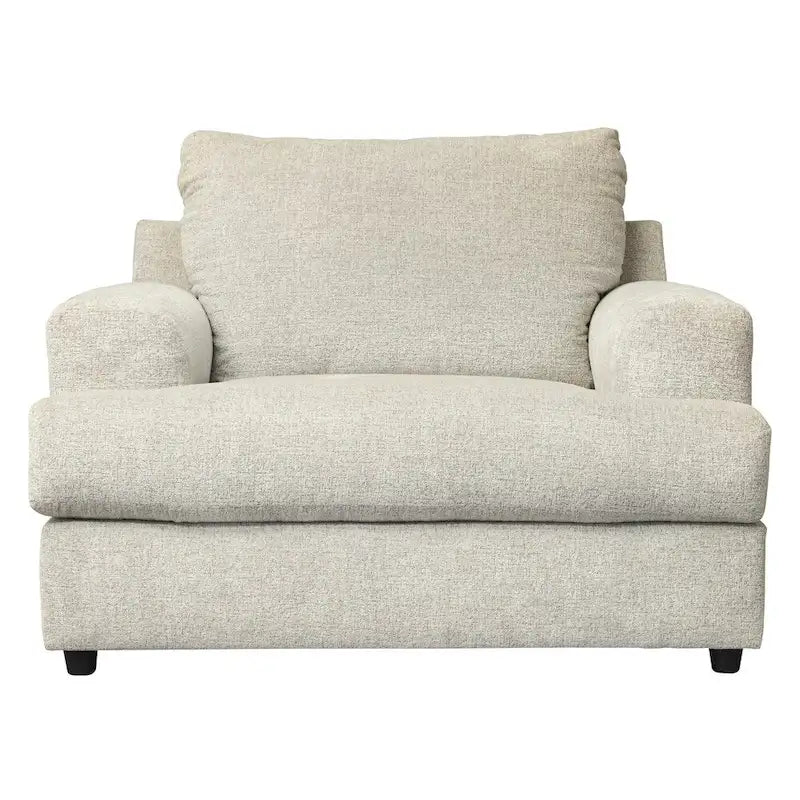Fabric Upholstered Chair and a Half with T Cushioned Seat, Light Gray