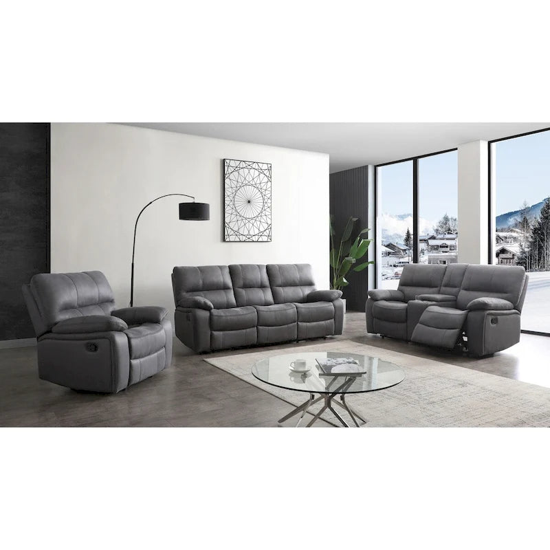 Set Salotto Reclinabile 3 Pezzi in Microfibra Betsy Furniture, Divano, Divanetto e Poltrona