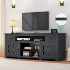 Moasis 70 Farmhouse TV Stand, Entertainment Center with Power Outlet for TVs Up to 80 Inch - 70L x 15.5W x 30H