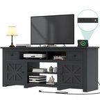 Moasis 70 Farmhouse TV Stand, Entertainment Center with Power Outlet for TVs Up to 80 Inch - 70L x 15.5W x 30H