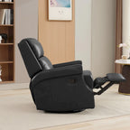 Genuine Leather Manual Rocking Recliner with 360-degree Metal Swivel Base