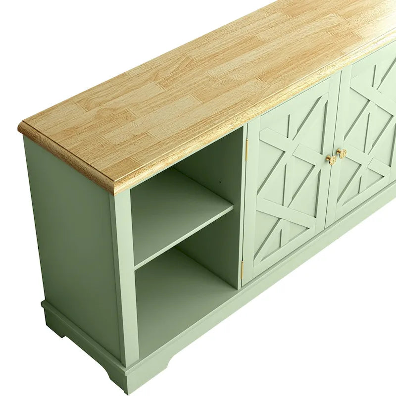 70-inch Extra-Wide Rustic TV Stand for 80 TVs - Natural Wood Finish