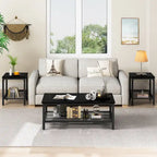 Coffee Table Set of 3, Coffee Table with 2 Square End Side Tables, Living Room Table Set for Home Office