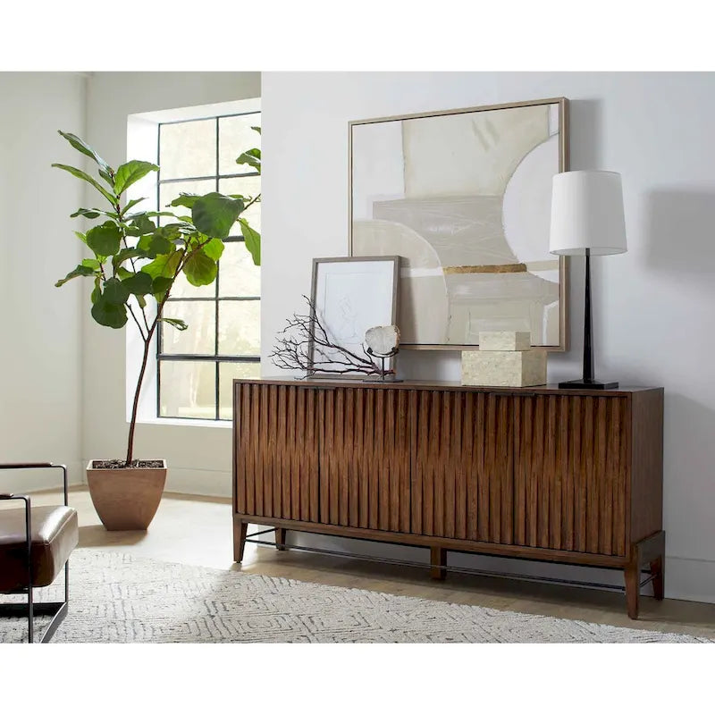 Consolle/credenza moderna di metà secolo, consolle da ufficio, credenza d'accento, marrone