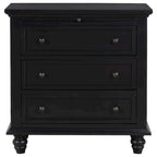Solid Pine Wood End Table with Pull-out Tray and 3 Drawer, Easy Assembly