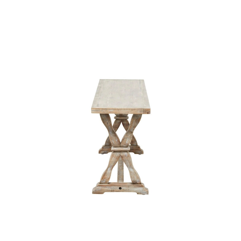 Wood Console Table or Bench with Distressed Accents - Brown - Roche River Decor