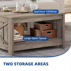 Moasis Farmhouse Coffee Table with Storage for Living Room Square Center Table