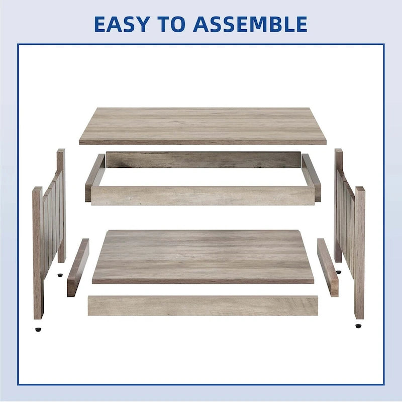 Moasis Farmhouse Coffee Table with Storage for Living Room Square Center Table