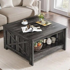 Moasis Farmhouse Coffee Table with Storage for Living Room Square Center Table
