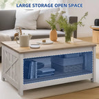 Moasis Farmhouse Coffee Table with Storage for Living Room Square Center Table