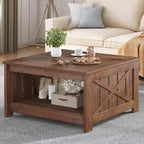 Moasis Farmhouse Coffee Table with Storage for Living Room Square Center Table