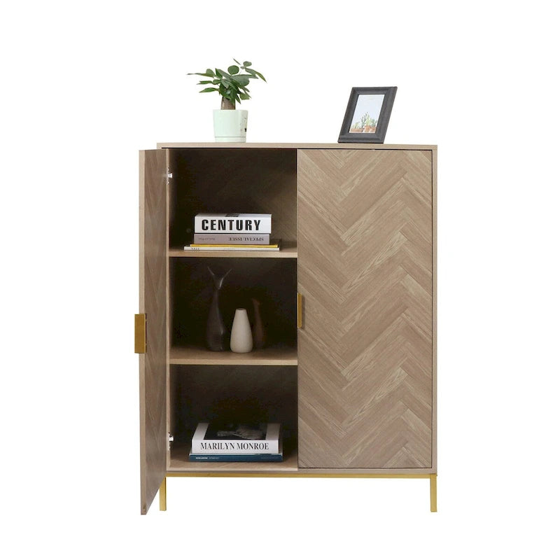 Anmytek Modern 2-Door Wood Buffet Sideboard Accent Storage Cabinet with Adjustable Shelves
