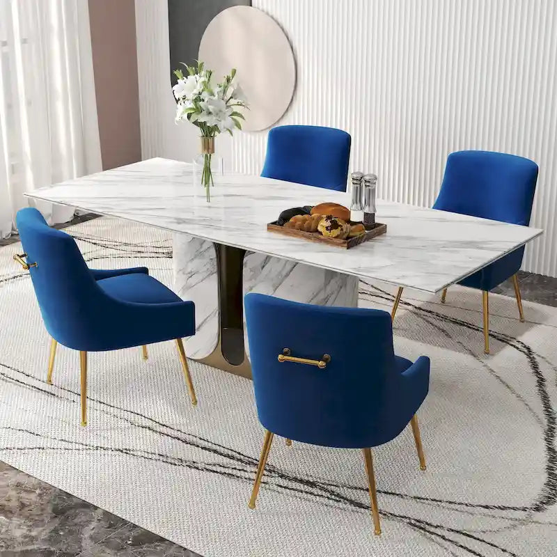 SEYNAR Set di 4 Sedie da Pranzo Imbottite in Velluto, Sedia Laterale Moderna Senza Braccioli in Stile Glamour