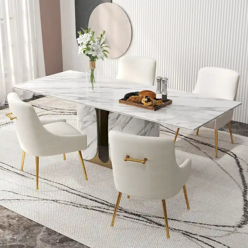 SEYNAR Set di 4 Sedie da Pranzo Imbottite in Velluto, Sedia Laterale Moderna Senza Braccioli in Stile Glamour