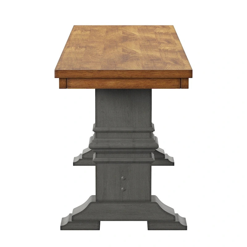 Eleanor Two-Tone Trestle Leg Wood Dining Bench by iNSPIRE Q Classic