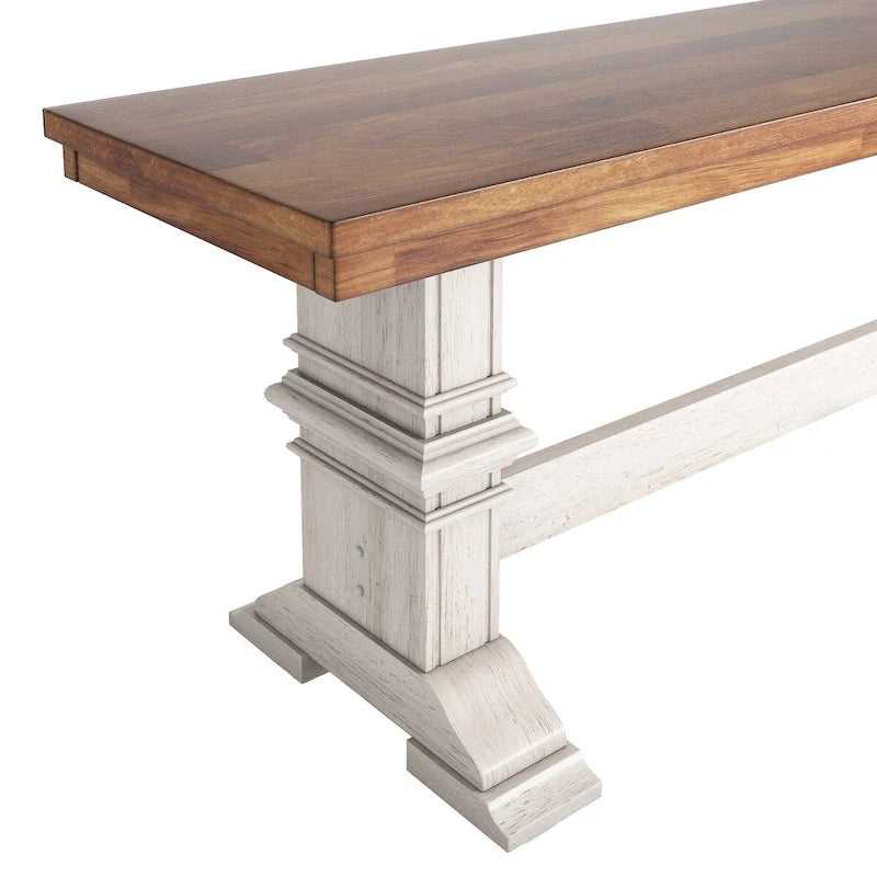 Eleanor Two-Tone Trestle Leg Wood Dining Bench by iNSPIRE Q Classic