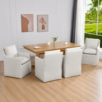 Linen 25 Upholstered Swiveling Rolling Dining Chairs with Casters