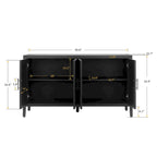 4 Door Wooden Twill Sideboard American Country Vintage Cabinet