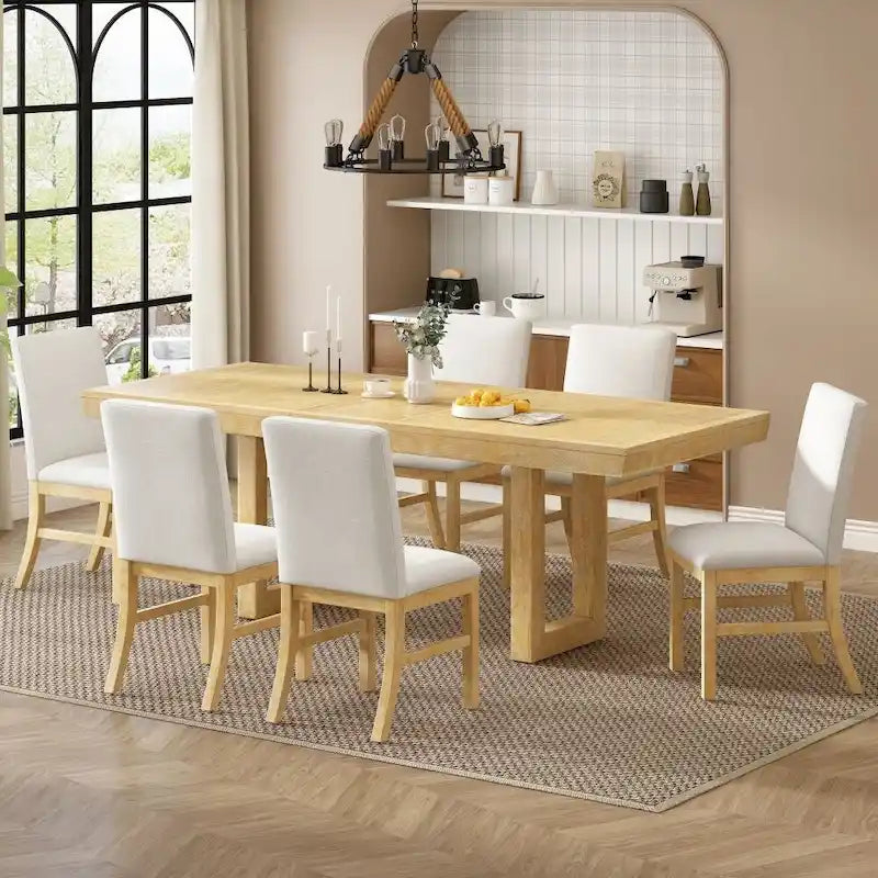 Set tavolo da pranzo allungabile tradizionale 7 pezzi 72 in legno