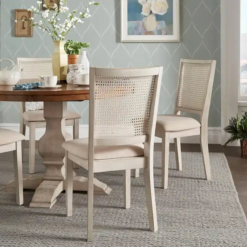Eleanor Beige Linen Rattan Dining Chairs (Set of 2) by iNSPIRE Q Classic