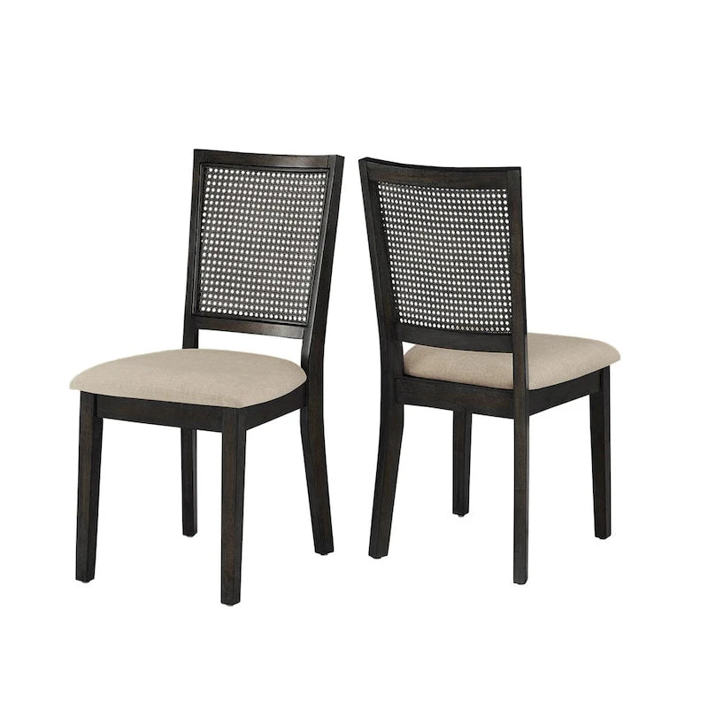 Eleanor Beige Linen Rattan Dining Chairs (Set of 2) by iNSPIRE Q Classic