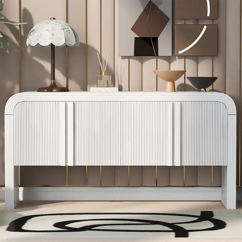 Striped Storage Cabinet with 4 Doors