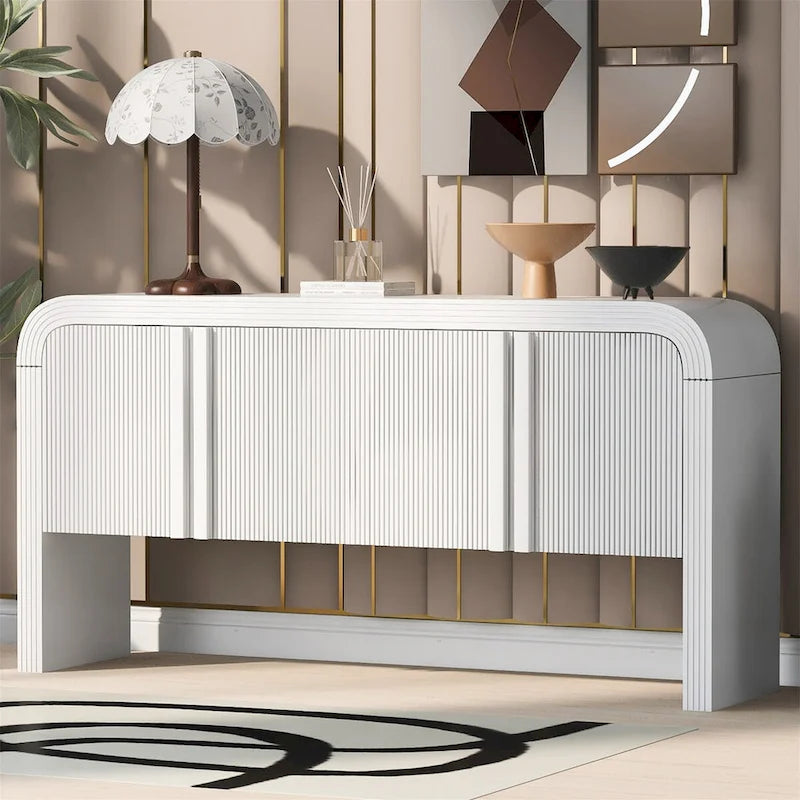Striped Storage Cabinet with 4 Doors