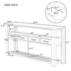Modern Console Table with 4 Drawers and 2 Shelves