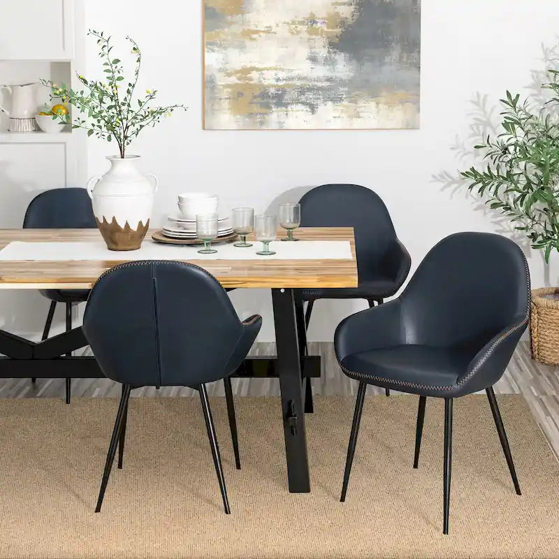 Glitzhome Set of 2/4/6 Mid-Century Modern Faux Leather Accent Dining Chairs