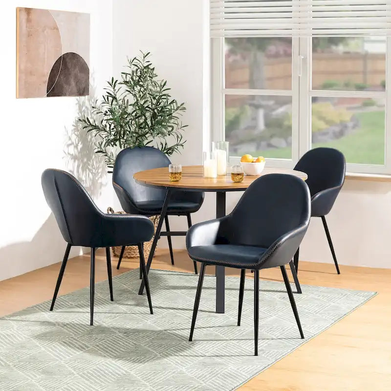 Glitzhome Set of 2/4/6 Mid-Century Modern Faux Leather Accent Dining Chairs
