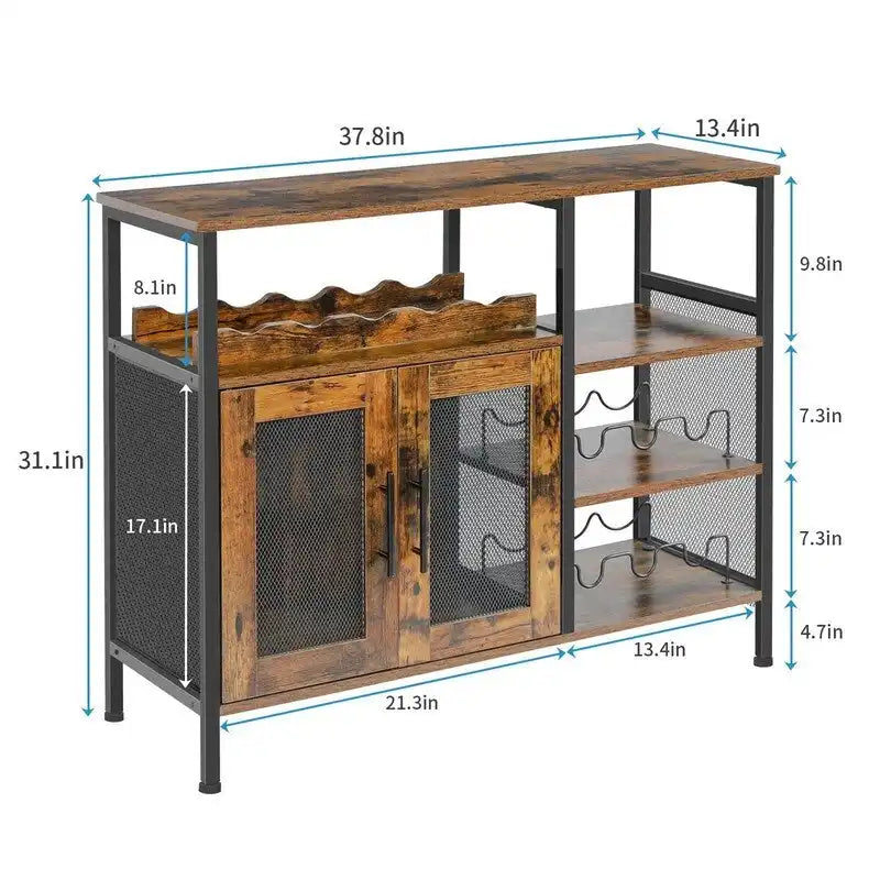 Wine Bar Rack Cabinet - 37.8D x 13.4W x 31.1H