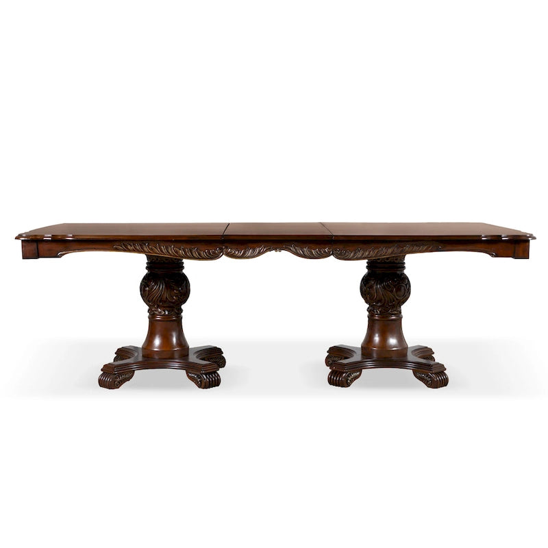 Furniture of America Eugene Traditional Solid Wood 9-Piece Expandable Dining Table Set
