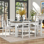 7-Piece Wooden Dining Table Set with 12 Leaf